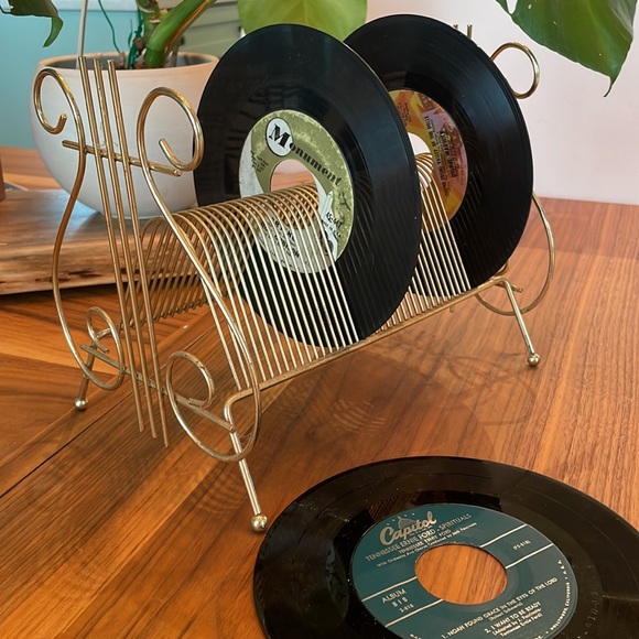 ***SOLD****Mid Century Modern Vintage Gold Metal 45 Record LP Stand Music - Picture 15 of 15